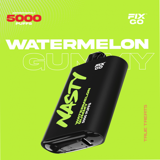 Nasty Fix Go 5000 Watermelon Gummy  en uygun fiyatlar ile elektroniksigarafiyatlari.comde! Nasty Fix Go 5000 Watermelon Gummy özellikleri, fiyatı, incelemesi, yorumları ve taksit seçenekleri için hemen tıklayın!